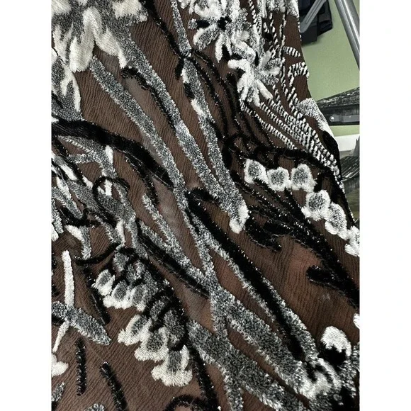 Voyage Invest In Original Dress Maxi Silk Velvet Sheer Mesh Sequin Sz M England